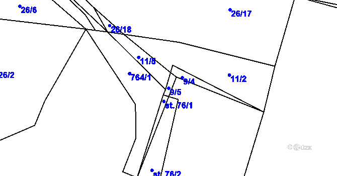 Parcela st. 9/5 v KÚ Onomyšl, Katastrální mapa