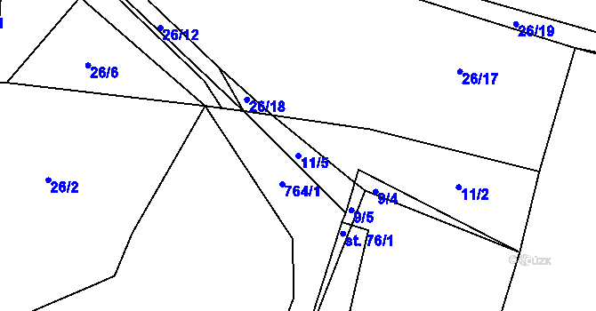 Parcela st. 11/5 v KÚ Onomyšl, Katastrální mapa