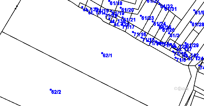 Parcela st. 62/1 v KÚ Onomyšl, Katastrální mapa