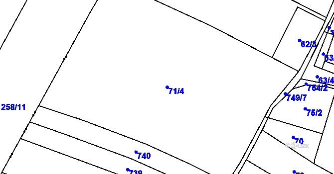 Parcela st. 71/4 v KÚ Onomyšl, Katastrální mapa