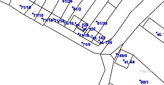 Parcela st. 71/5 v KÚ Onomyšl, Katastrální mapa