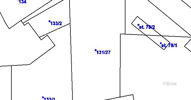 Parcela st. 131/27 v KÚ Onomyšl, Katastrální mapa
