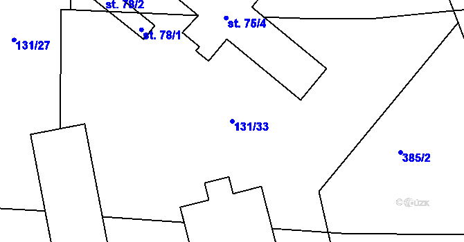 Parcela st. 131/33 v KÚ Onomyšl, Katastrální mapa