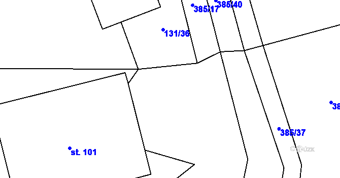 Parcela st. 131/37 v KÚ Onomyšl, Katastrální mapa