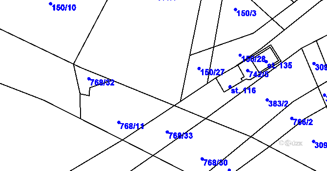 Parcela st. 150/9 v KÚ Onomyšl, Katastrální mapa