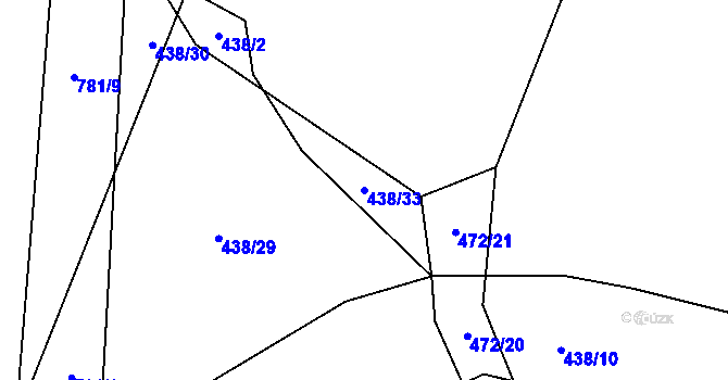 Parcela st. 438/33 v KÚ Onomyšl, Katastrální mapa