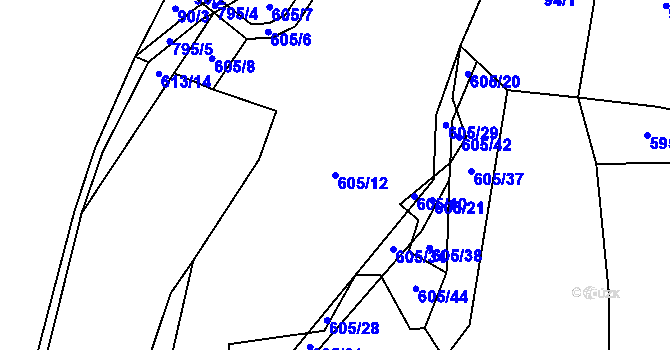 Parcela st. 605/12 v KÚ Onomyšl, Katastrální mapa