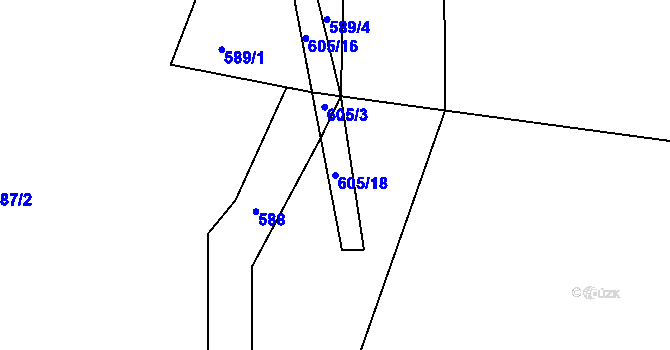 Parcela st. 605/18 v KÚ Onomyšl, Katastrální mapa