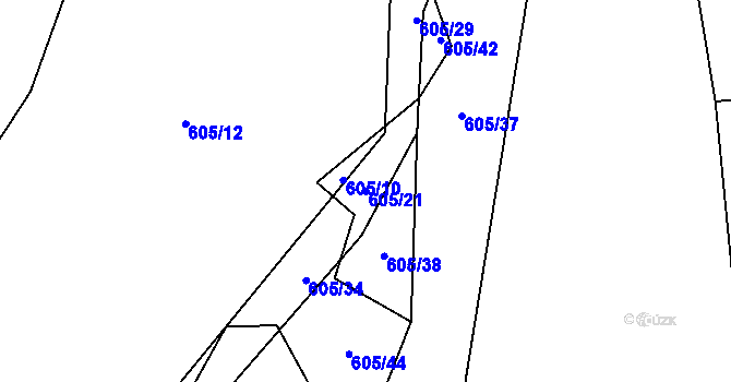 Parcela st. 605/21 v KÚ Onomyšl, Katastrální mapa