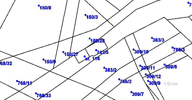 Parcela st. 742/5 v KÚ Onomyšl, Katastrální mapa