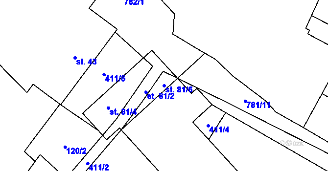 Parcela st. 81/6 v KÚ Onomyšl, Katastrální mapa