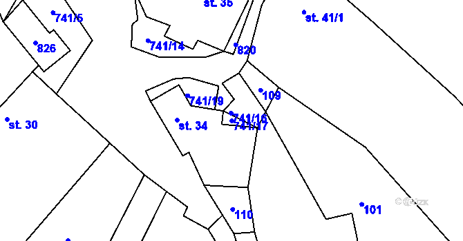 Parcela st. 741/17 v KÚ Onomyšl, Katastrální mapa