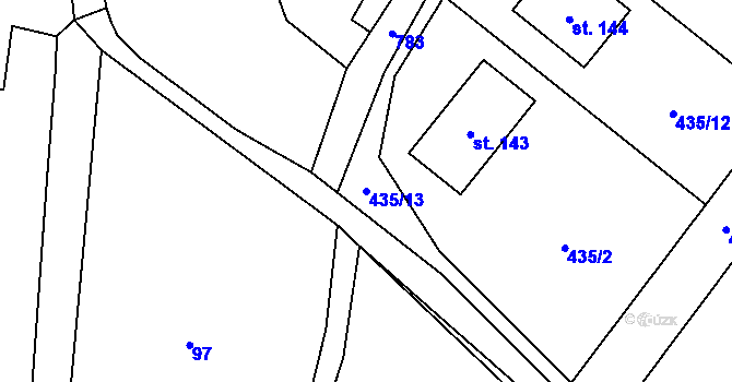 Parcela st. 435/13 v KÚ Onomyšl, Katastrální mapa
