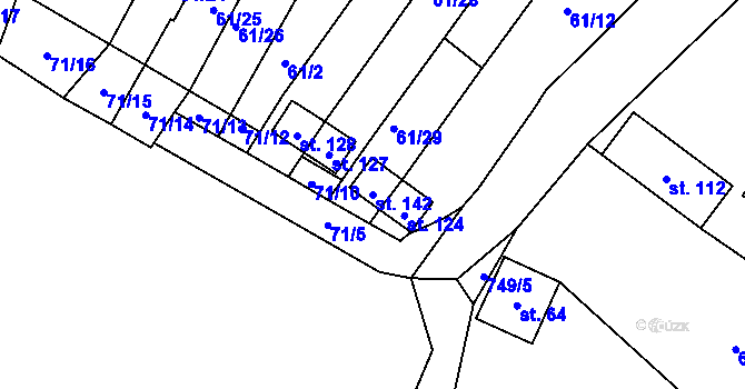 Parcela st. 142 v KÚ Onomyšl, Katastrální mapa