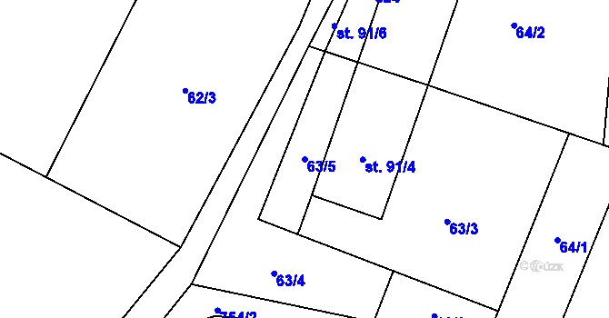 Parcela st. 63/5 v KÚ Onomyšl, Katastrální mapa