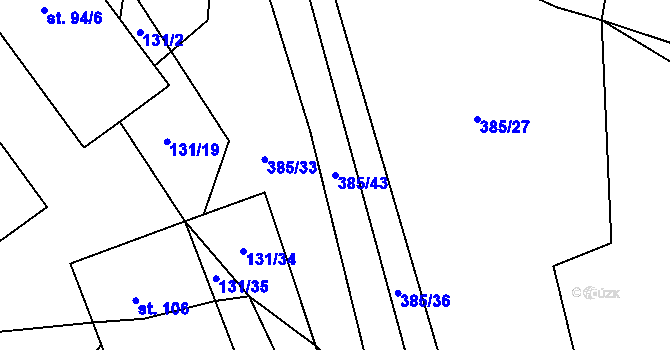 Parcela st. 385/43 v KÚ Onomyšl, Katastrální mapa