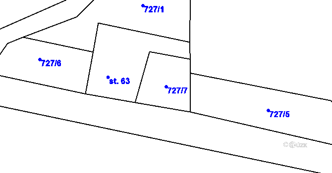 Parcela st. 727/7 v KÚ Rozkoš u Onomyšle, Katastrální mapa