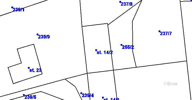 Parcela st. 14/2 v KÚ Chlovy, Katastrální mapa