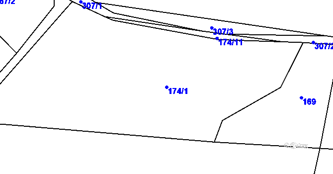 Parcela st. 174/1 v KÚ Chlovy, Katastrální mapa