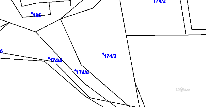 Parcela st. 174/3 v KÚ Chlovy, Katastrální mapa