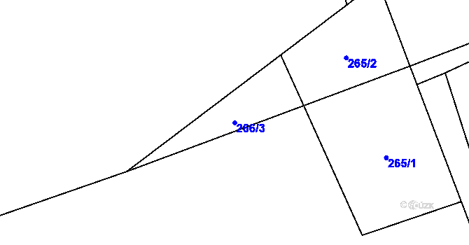 Parcela st. 266/3 v KÚ Chlovy, Katastrální mapa