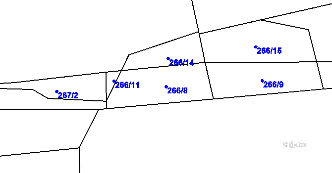 Parcela st. 266/8 v KÚ Chlovy, Katastrální mapa
