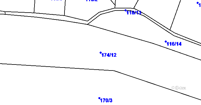 Parcela st. 174/12 v KÚ Chlovy, Katastrální mapa