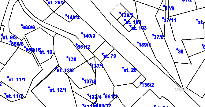 Parcela st. 79 v KÚ Onšov, Katastrální mapa