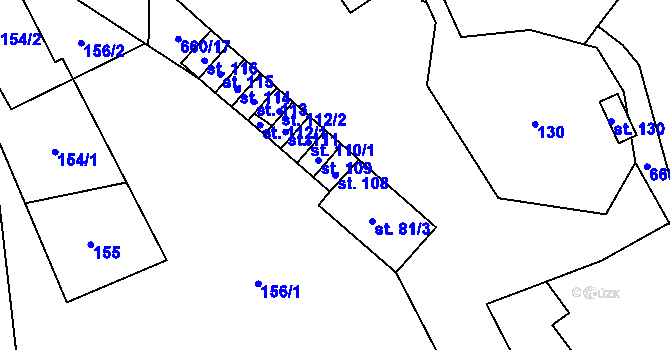 Parcela st. 108 v KÚ Onšov, Katastrální mapa