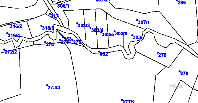 Parcela st. 662 v KÚ Onšov, Katastrální mapa