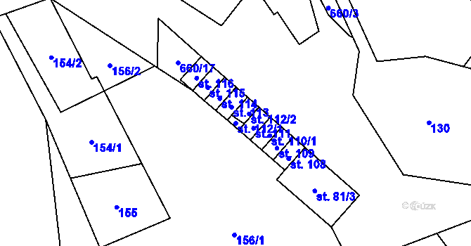 Parcela st. 112/1 v KÚ Onšov, Katastrální mapa