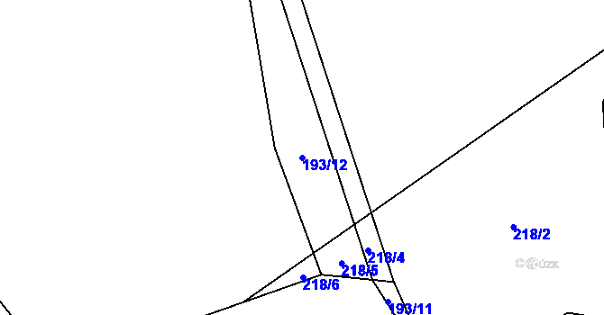 Parcela st. 193/12 v KÚ Onšov, Katastrální mapa