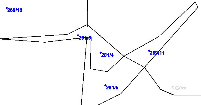 Parcela st. 281/4 v KÚ Onšov, Katastrální mapa