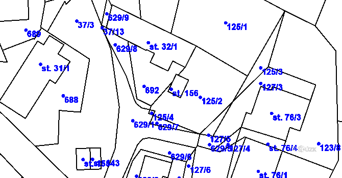 Parcela st. 156 v KÚ Onšov, Katastrální mapa