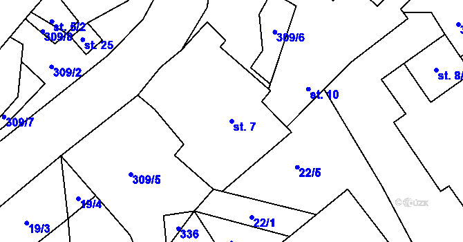Parcela st. 7 v KÚ Těškovice u Onšova, Katastrální mapa