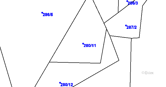 Parcela st. 280/11 v KÚ Těškovice u Onšova, Katastrální mapa