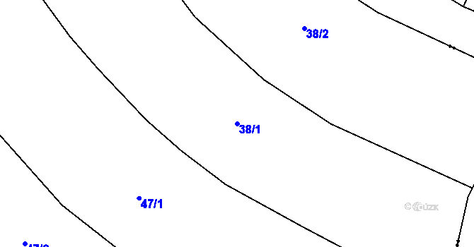 Parcela st. 38/1 v KÚ Těškovice u Onšova, Katastrální mapa