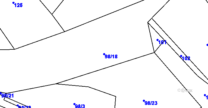 Parcela st. 98/18 v KÚ Těškovice u Onšova, Katastrální mapa