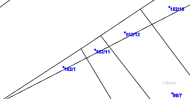 Parcela st. 152/11 v KÚ Těškovice u Onšova, Katastrální mapa