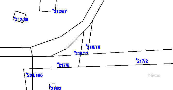 Parcela st. 218/18 v KÚ Onšov na Moravě, Katastrální mapa