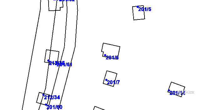 Parcela st. 201/6 v KÚ Onšov na Moravě, Katastrální mapa