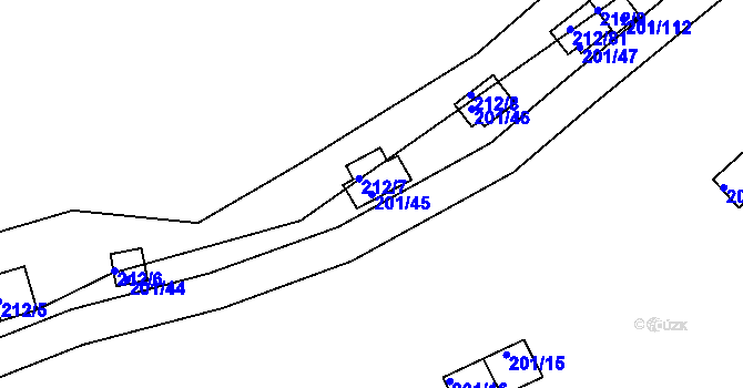 Parcela st. 201/45 v KÚ Onšov na Moravě, Katastrální mapa