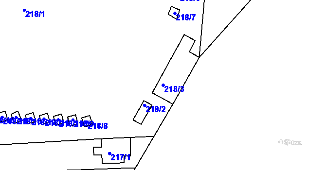 Parcela st. 218/3 v KÚ Onšov na Moravě, Katastrální mapa