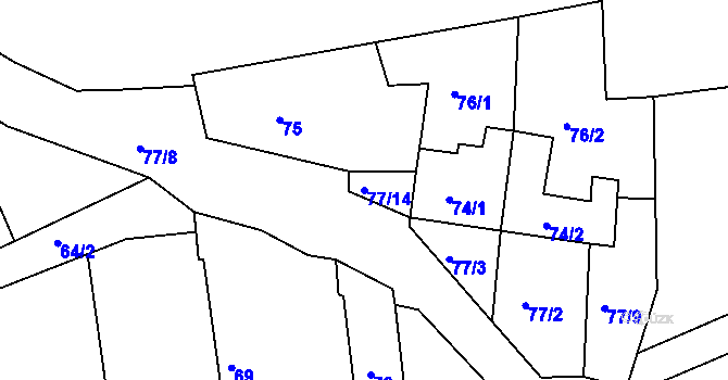 Parcela st. 77/14 v KÚ Onšov na Moravě, Katastrální mapa