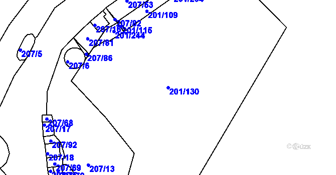 Parcela st. 201/130 v KÚ Onšov na Moravě, Katastrální mapa
