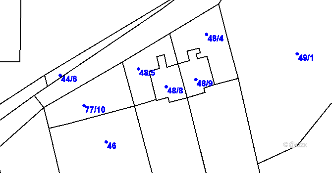 Parcela st. 48/8 v KÚ Onšov na Moravě, Katastrální mapa