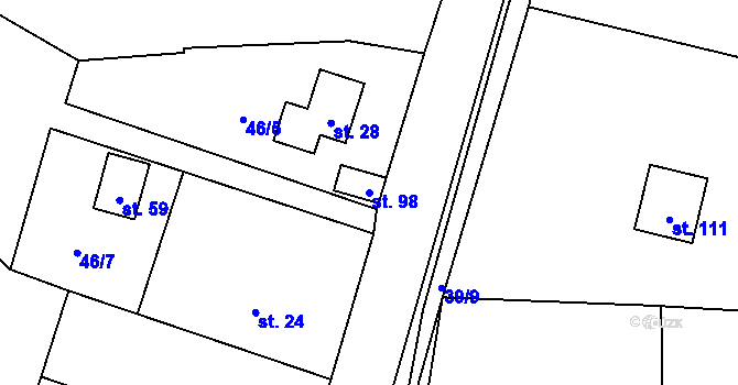 Parcela st. 98 v KÚ Kosov u Opalic, Katastrální mapa