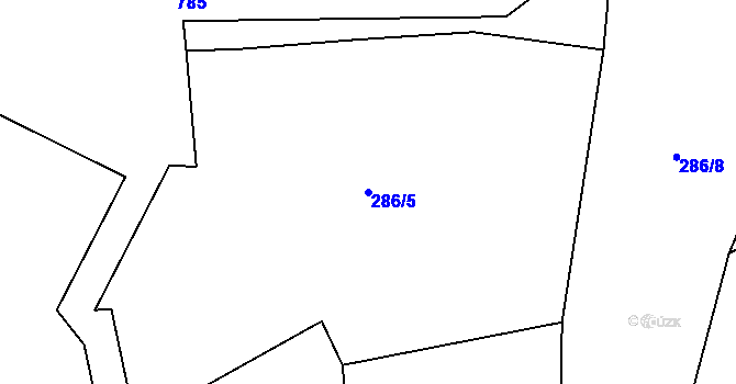 Parcela st. 286/5 v KÚ Opalice, Katastrální mapa