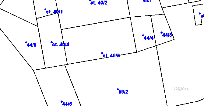 Parcela st. 40/3 v KÚ Opalice, Katastrální mapa