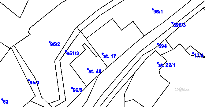 Parcela st. 17 v KÚ Oparno, Katastrální mapa
